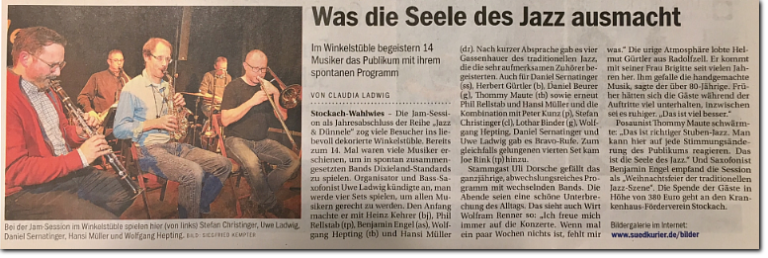 Südkurier-Bericht über die 14. Jahresabschluss-Dixieland-Jam-Session